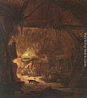 Peasant Canvas Paintings - Interior of a Peasant House